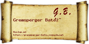 Gremsperger Bató névjegykártya